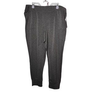 NWT Gaiam heather gray long sweater pants Drawstring Knit Jogger Charcoal XXL
